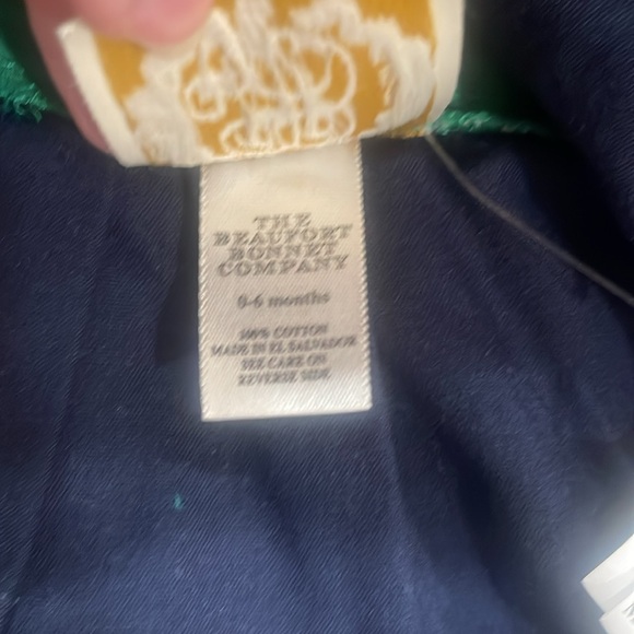 The Beaufort Bonnet Company Green Corduroy Christmas Dress with Red Plaid Bow - Picture 4 of 4